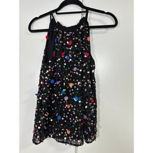 Anthropologie Moulinette Soeurs multicolor Sequin Halter Black Tank